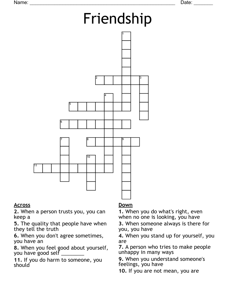 Friendship Crossword WordMint
