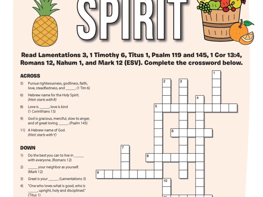 Fruit Of The Spirit Crossword Puzzle PDF Bible Pathway Adventures
