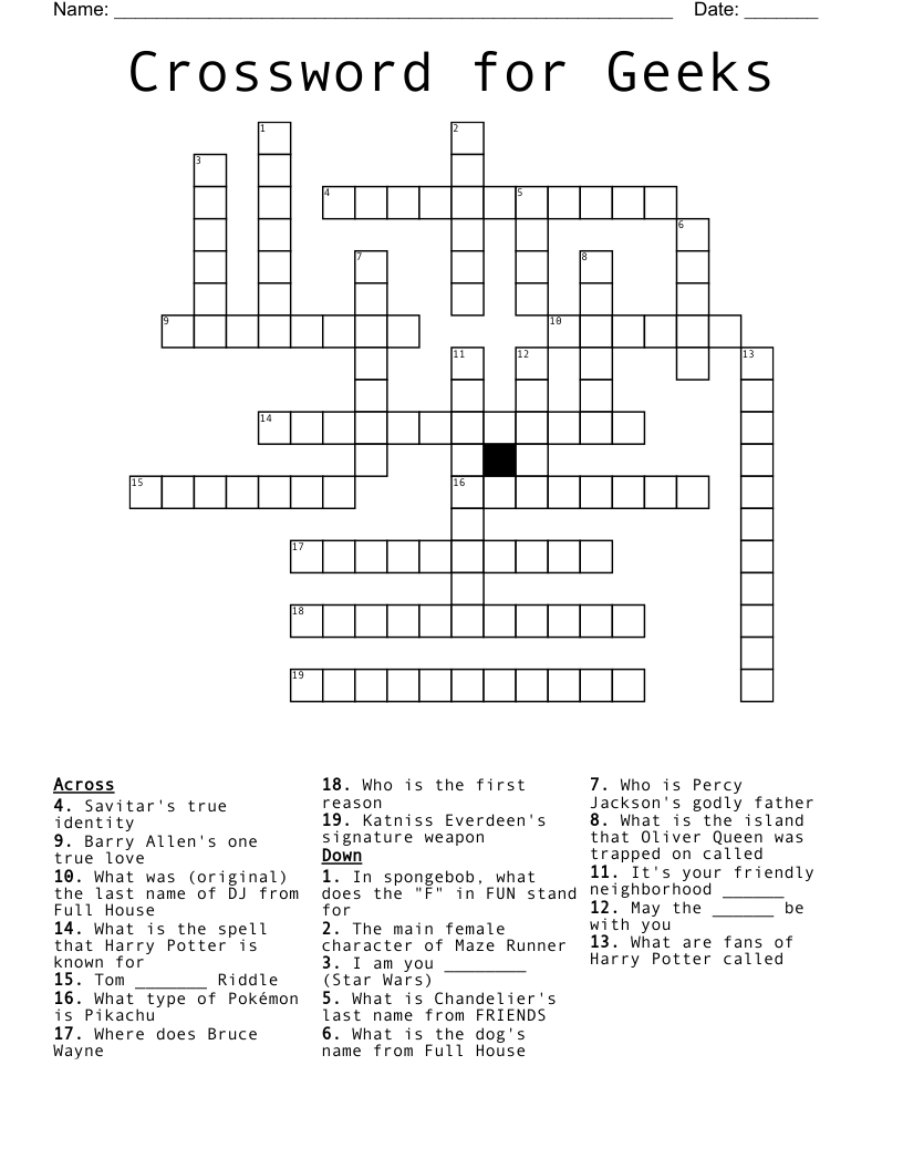 Full House Crossword Printable Full House Crossword Printable