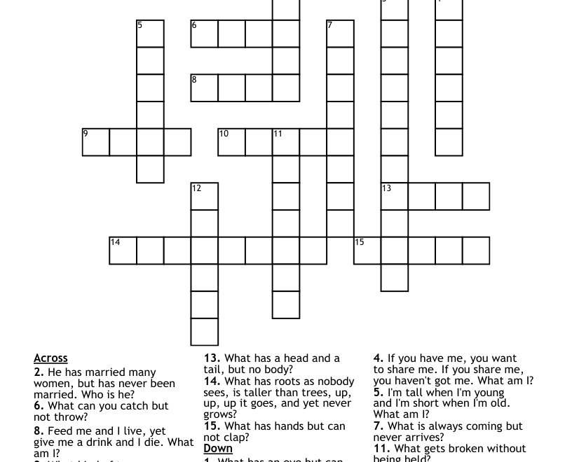 Fun Time Riddles To Solve Crossword WordMint