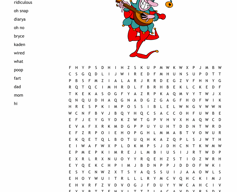 Funny And Ridiculous Things Word Search WordMint