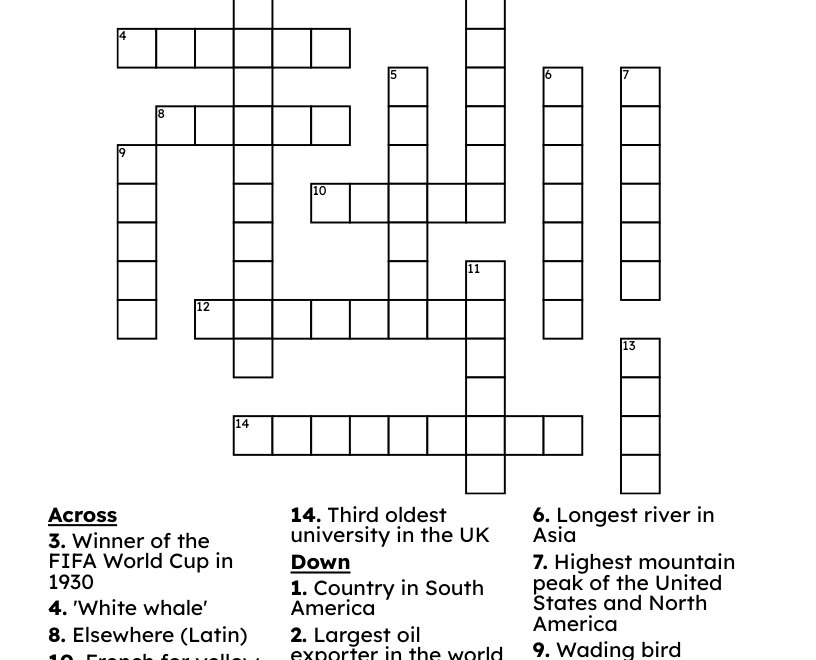 General Knowledge Crossword WordMint