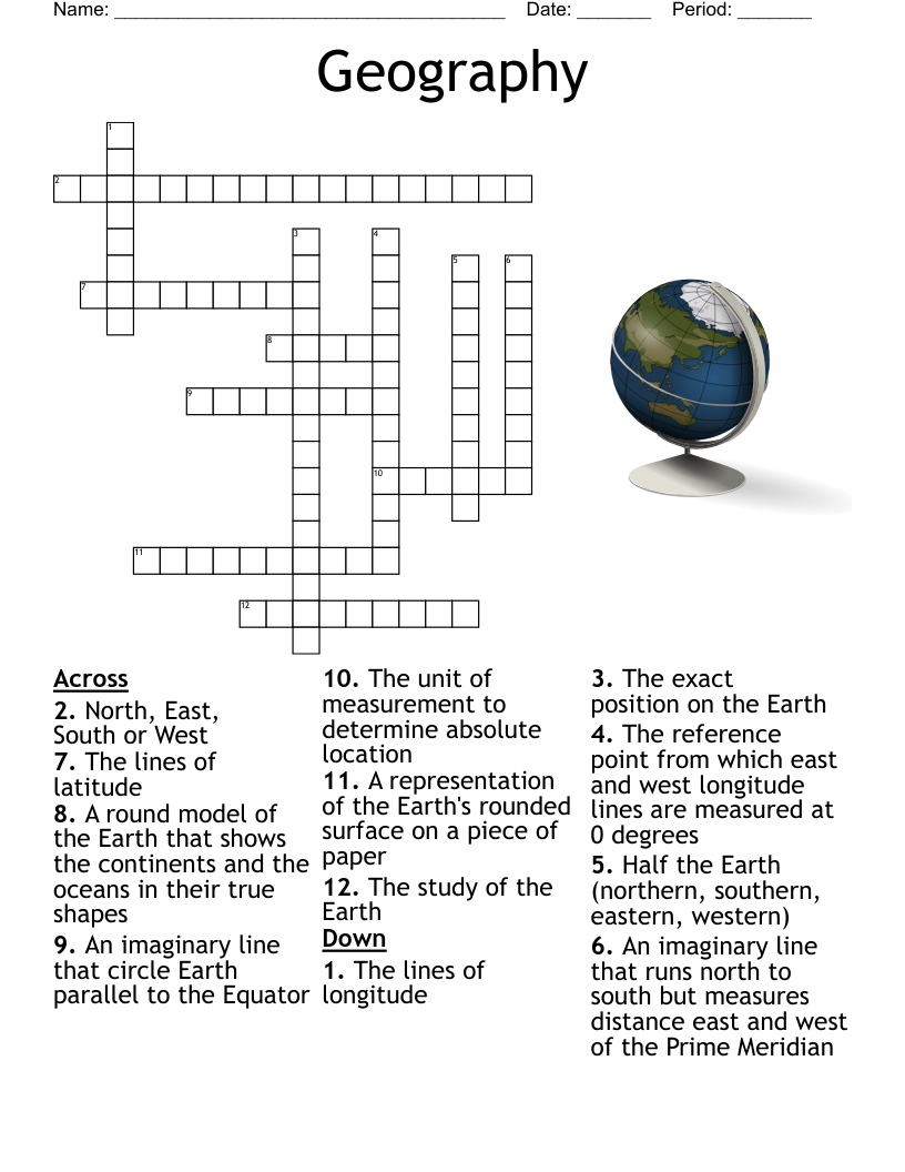 Us Geography Crossword Puzzle Printable
