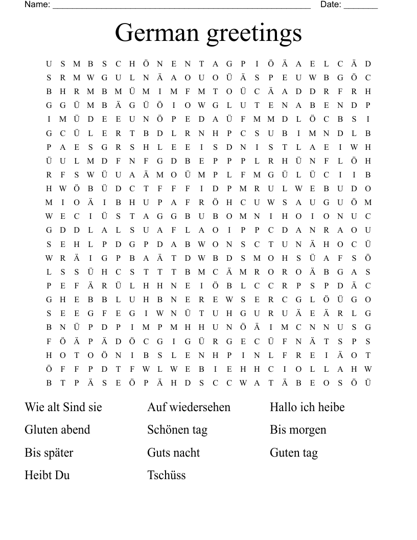 Printable German Crossword Puzzles Printable German Crossword Puzzles