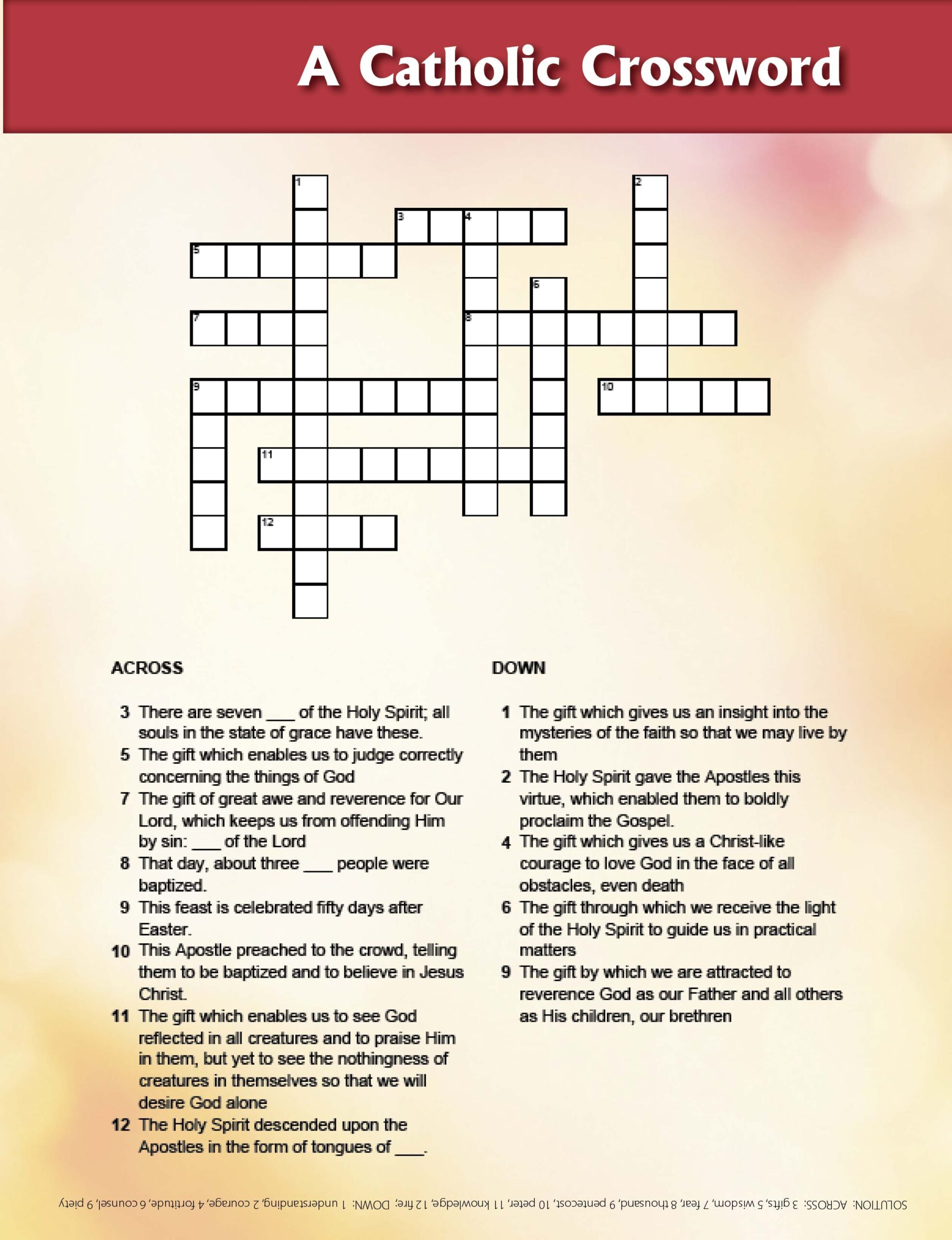 Free Printable Catholic Crossword