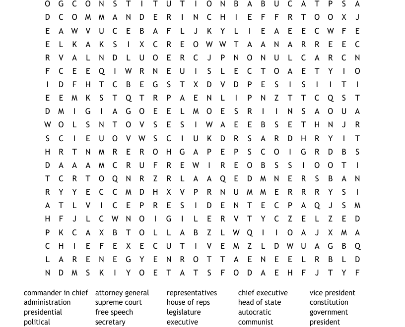Government Crossword Puzzle Word Search WordMint