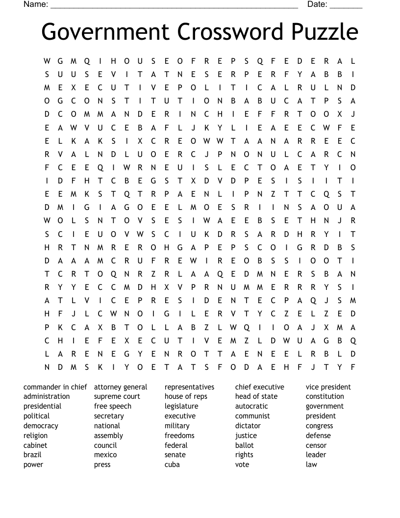 Government Crossword Puzzle Word Search WordMint Government Crossword Puzzle Word Search WordMint