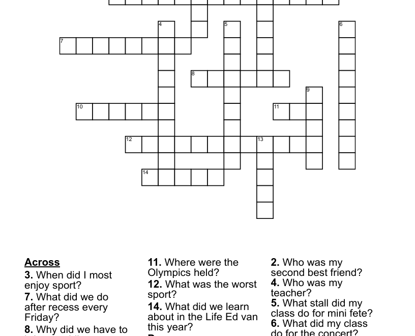 Grade 4 Cross word Crossword WordMint