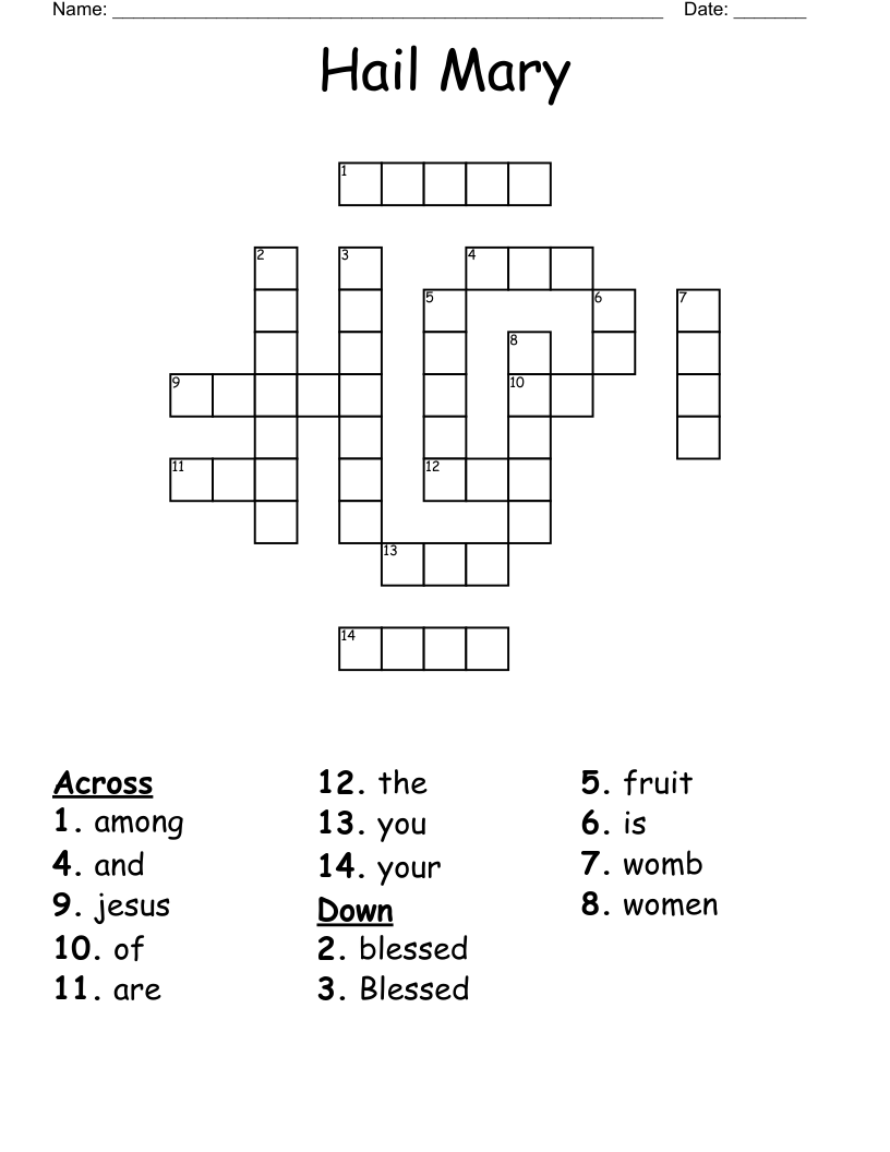 Hail Mary Crossword WordMint