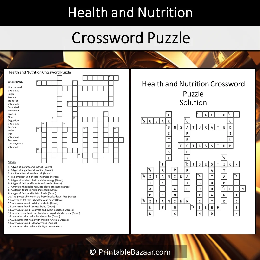 Healthy Eating Crossword Puzzles Printable Healthy Eating Crossword Puzzles Printable