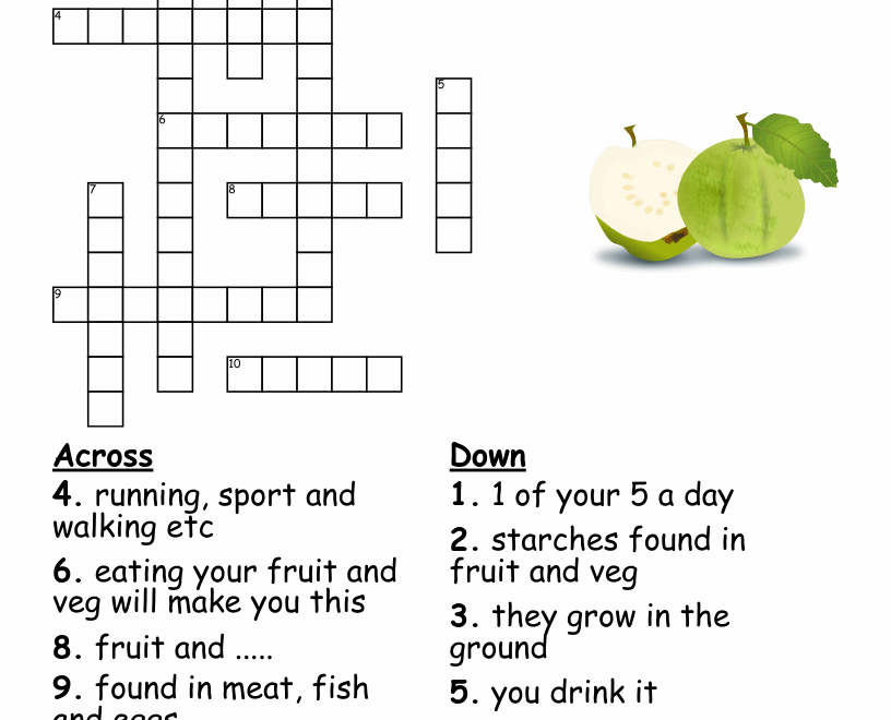 Healthy Eating Crossword WordMint