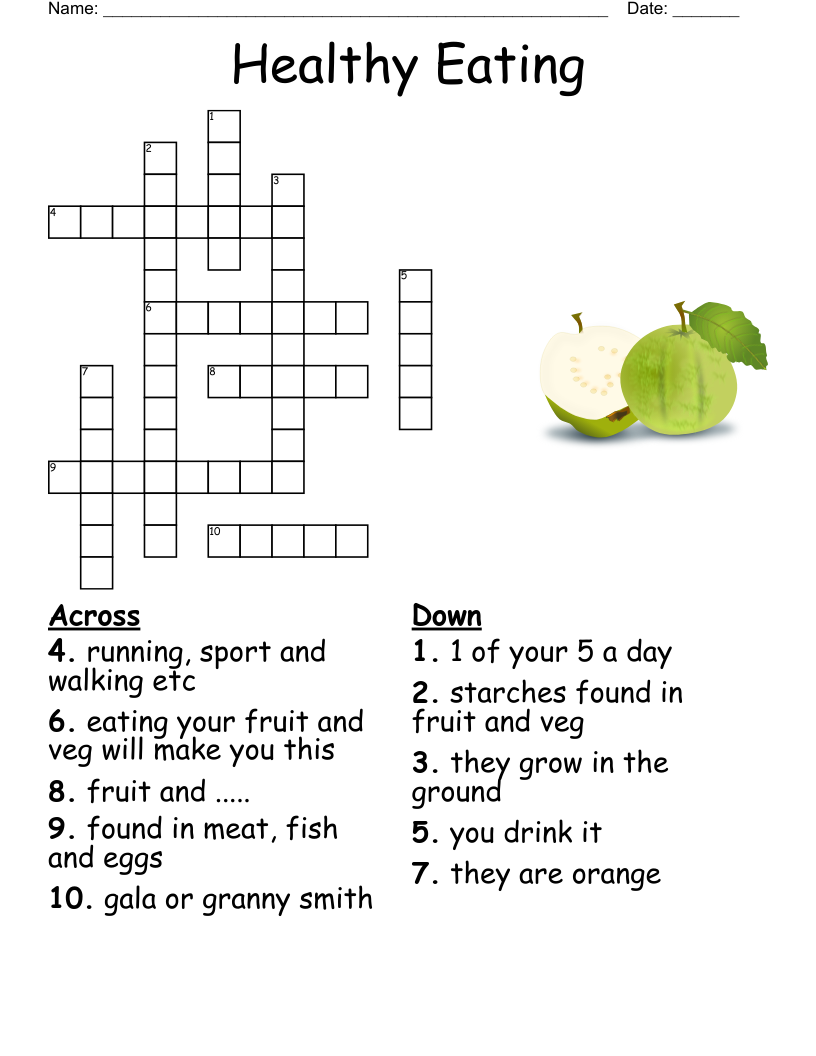 Healthy Eating Crossword WordMint Healthy Eating Crossword WordMint