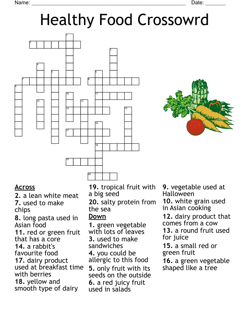 Healthy Food Crossowrd Crossword WordMint Healthy Food Crossowrd Crossword WordMint