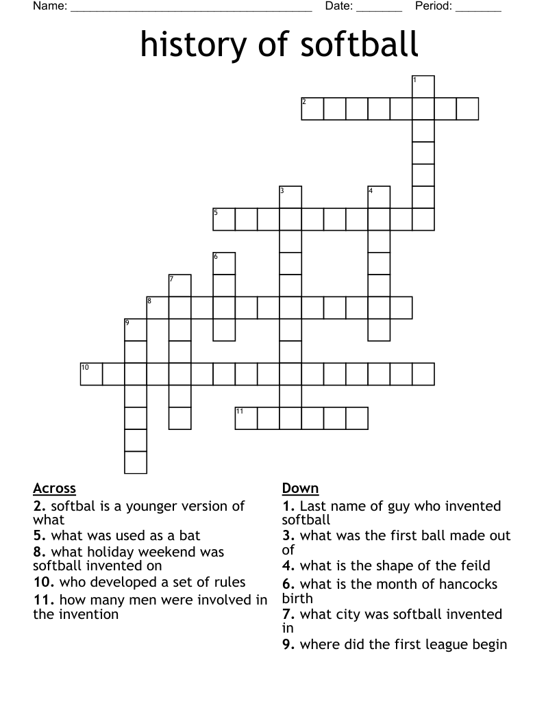 History Of Softball Crossword WordMint