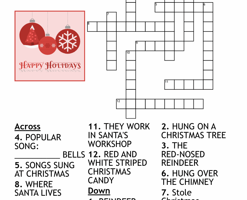 Holiday Crossword Puzzle WordMint
