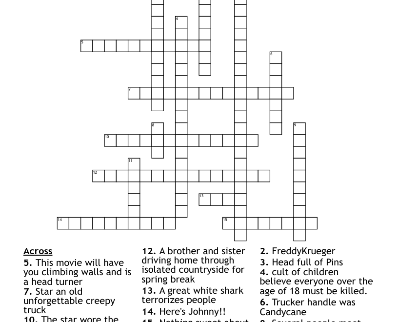 Horror Movies Crossword WordMint