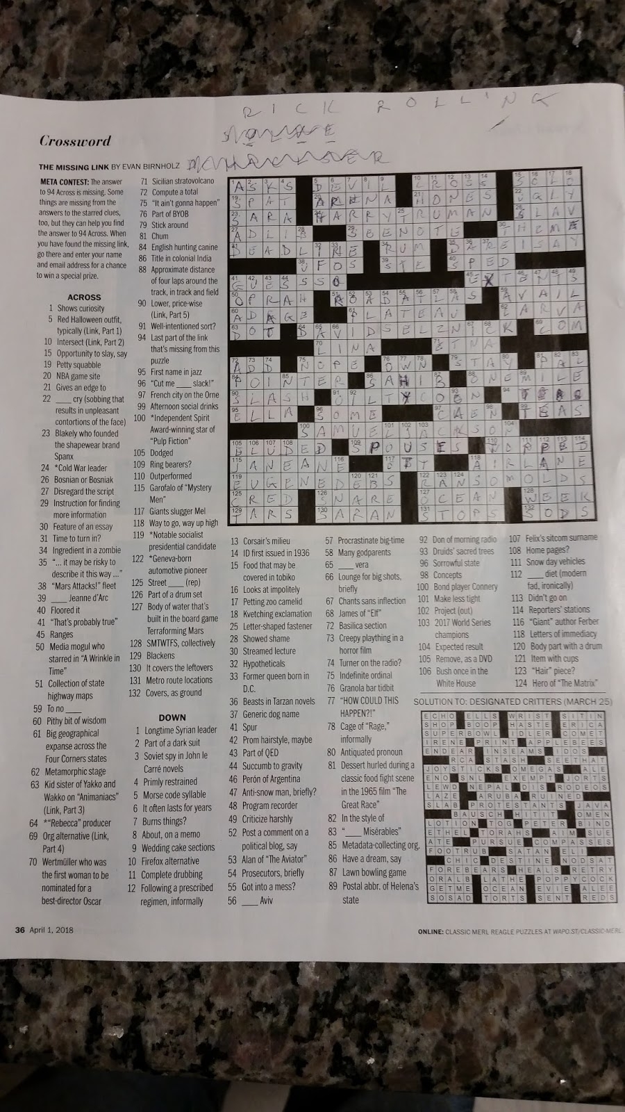 Washington Post Sunday Crosswords Printable