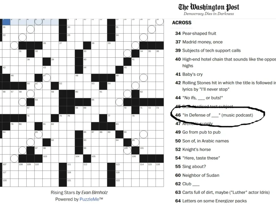 In Defense Of Ska In The Washington Post Sunday Crossword R Ska