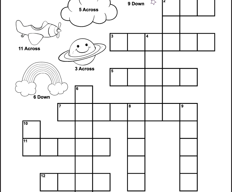In The Sky Crossword Puzzle For Kids Tree Valley Academy