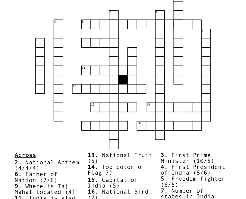 Independence Day Crossword WordMint