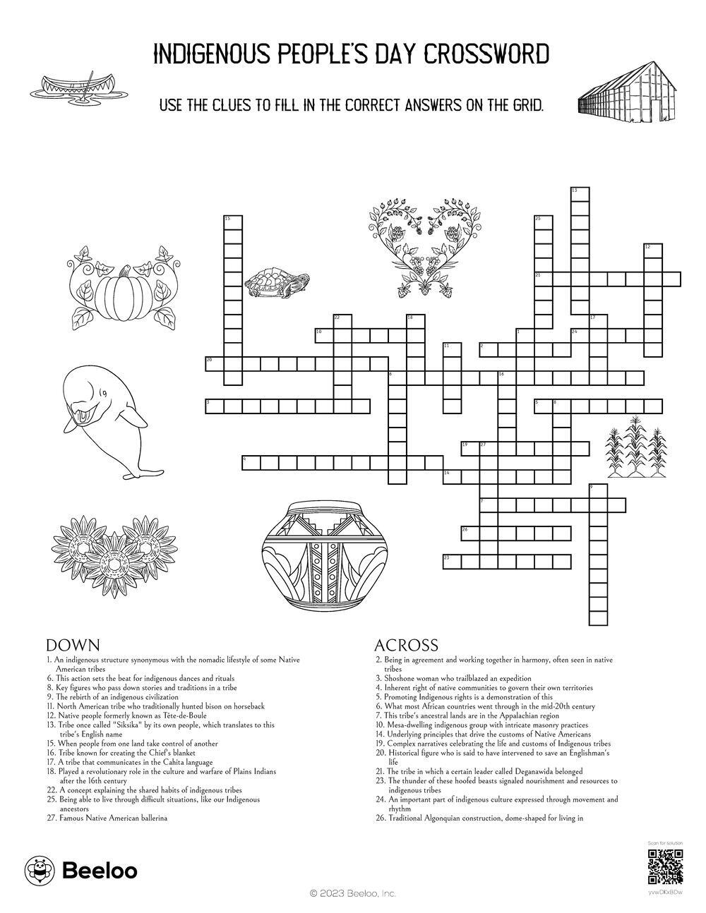 Indigenous People s Day Crossword Beeloo Printable Crafts And Activities For Kids Indigenous People s Day Crossword Beeloo Printable Crafts And Activities For Kids