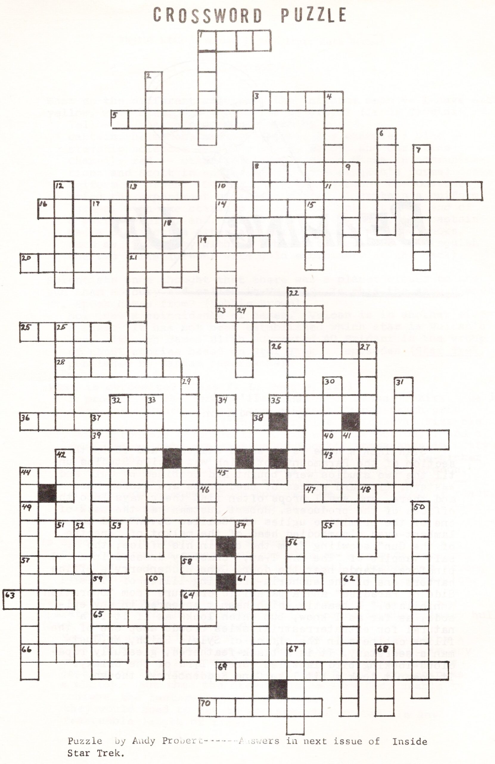 Star Trek Crossword Puzzles Printable