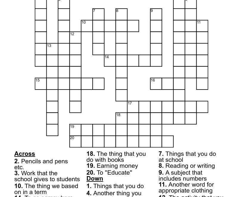Intermediate Based Crossword WordMint