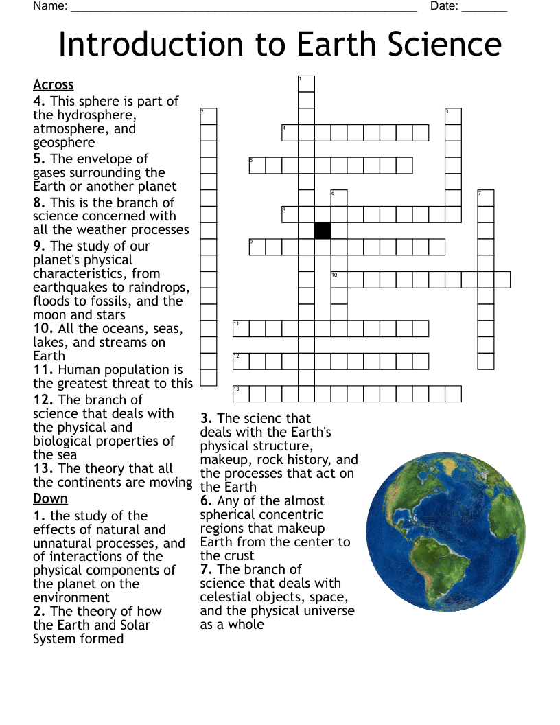 Introduction To Earth Science Crossword WordMint Introduction To Earth Science Crossword WordMint