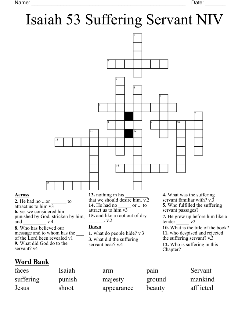 Isaiah 53 Suffering Servant NIV Crossword WordMint