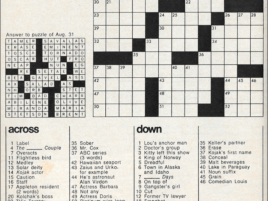 It s About TV Help Fill Out The TV Guide Crossword Puzzle