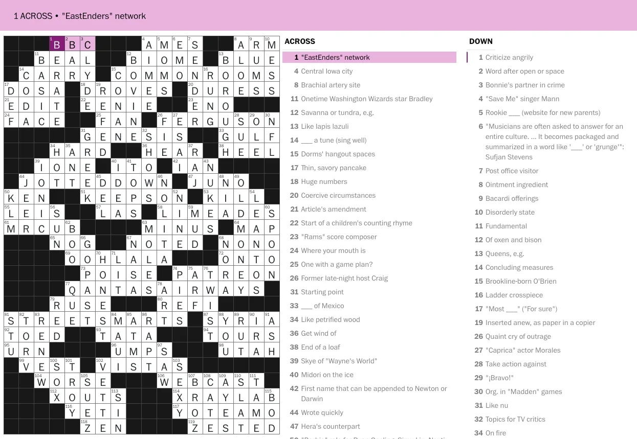 Just More Praise For Evan Birnholz R crossword