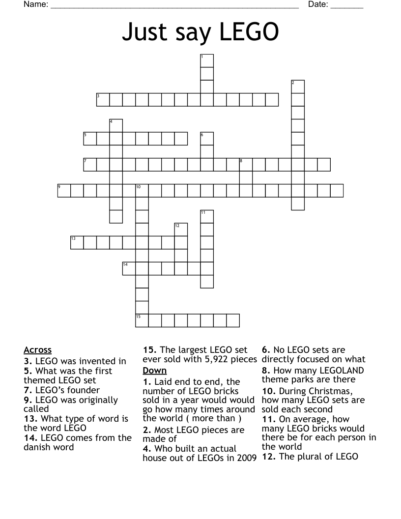 Just Say LEGO Crossword WordMint