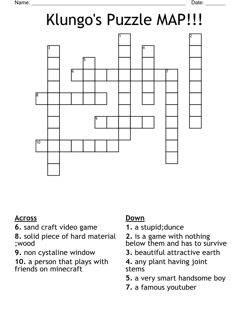Klungo s Puzzle MAP Crossword WordMint