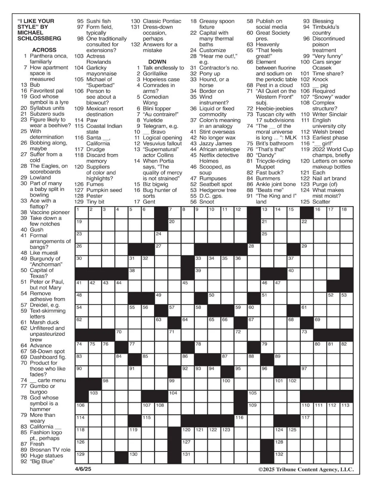 LA Times Crossword April 6 2025 Crosswords Yakimaherald