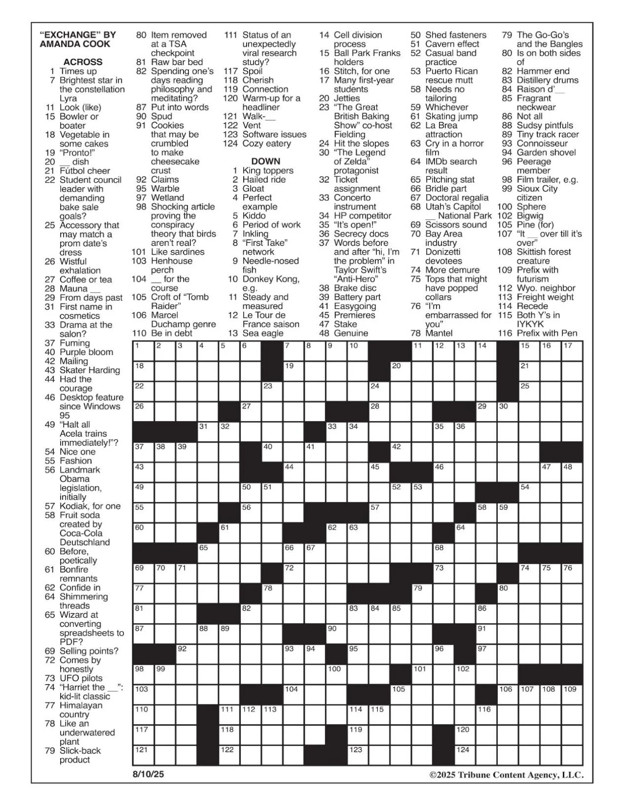 LA Times Crossword Aug 10 2025 Crosswords Yakimaherald