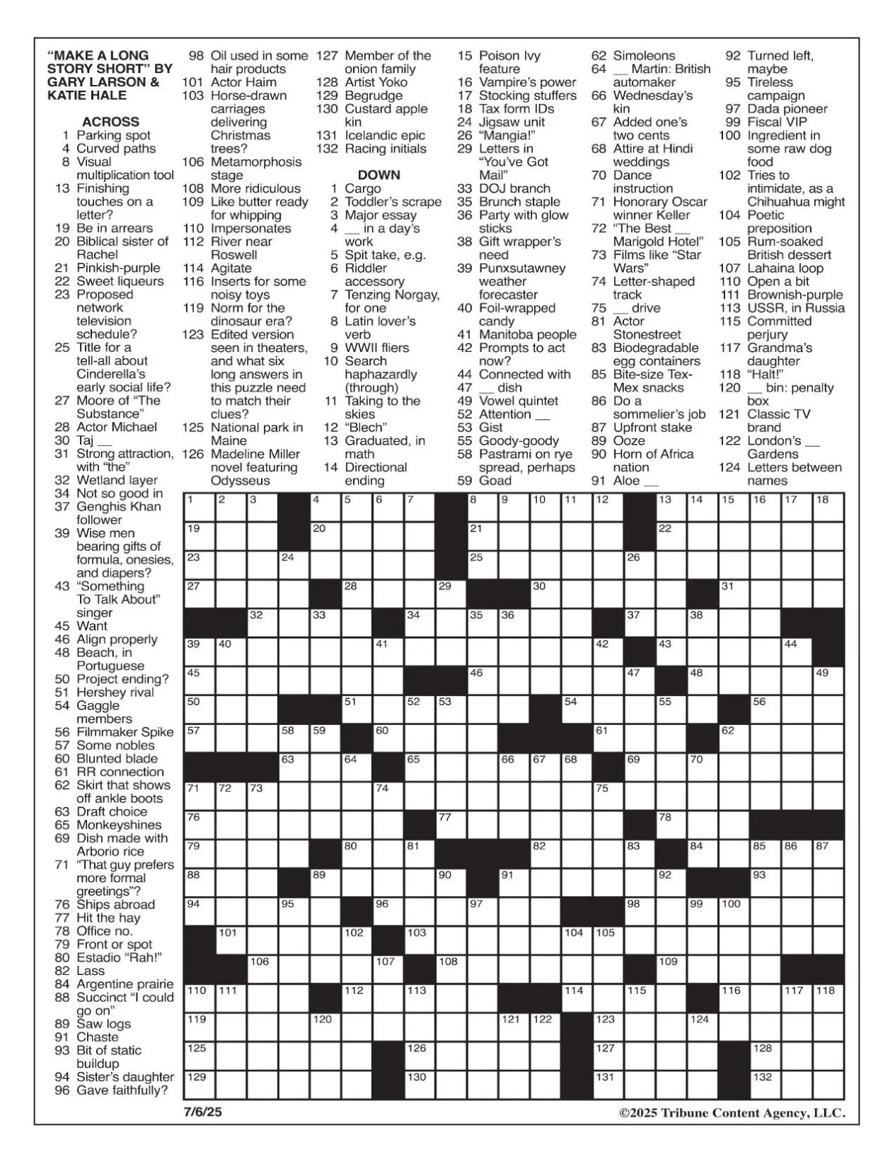 LA Times Crossword July 6 2025 Crosswords Yakimaherald
