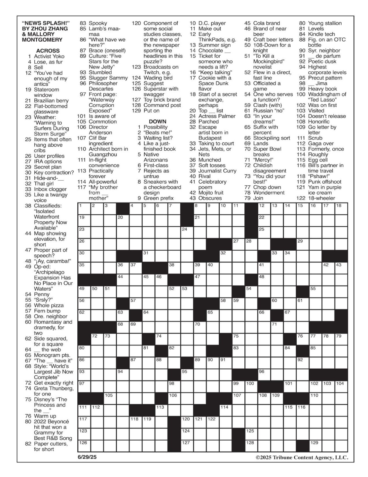 La Times Printable Crossword Oct 13 2025