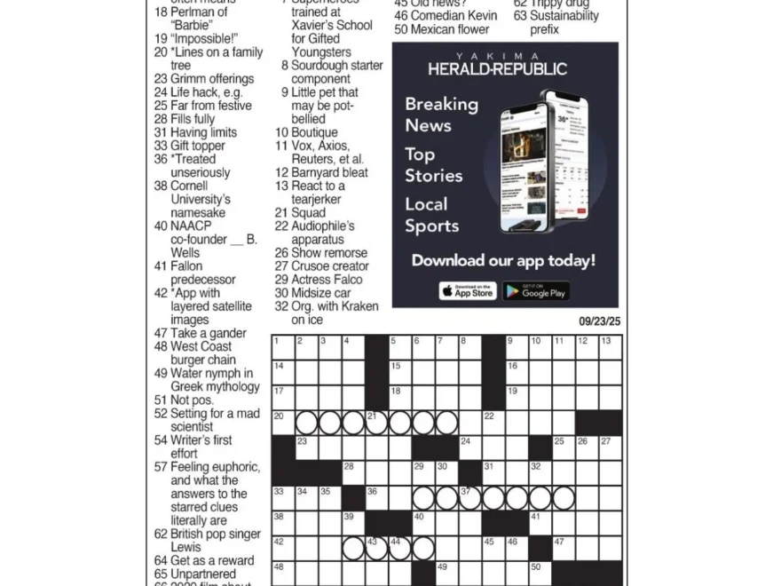 LA Times Crossword Sept 23 2025 Crosswords Yakimaherald