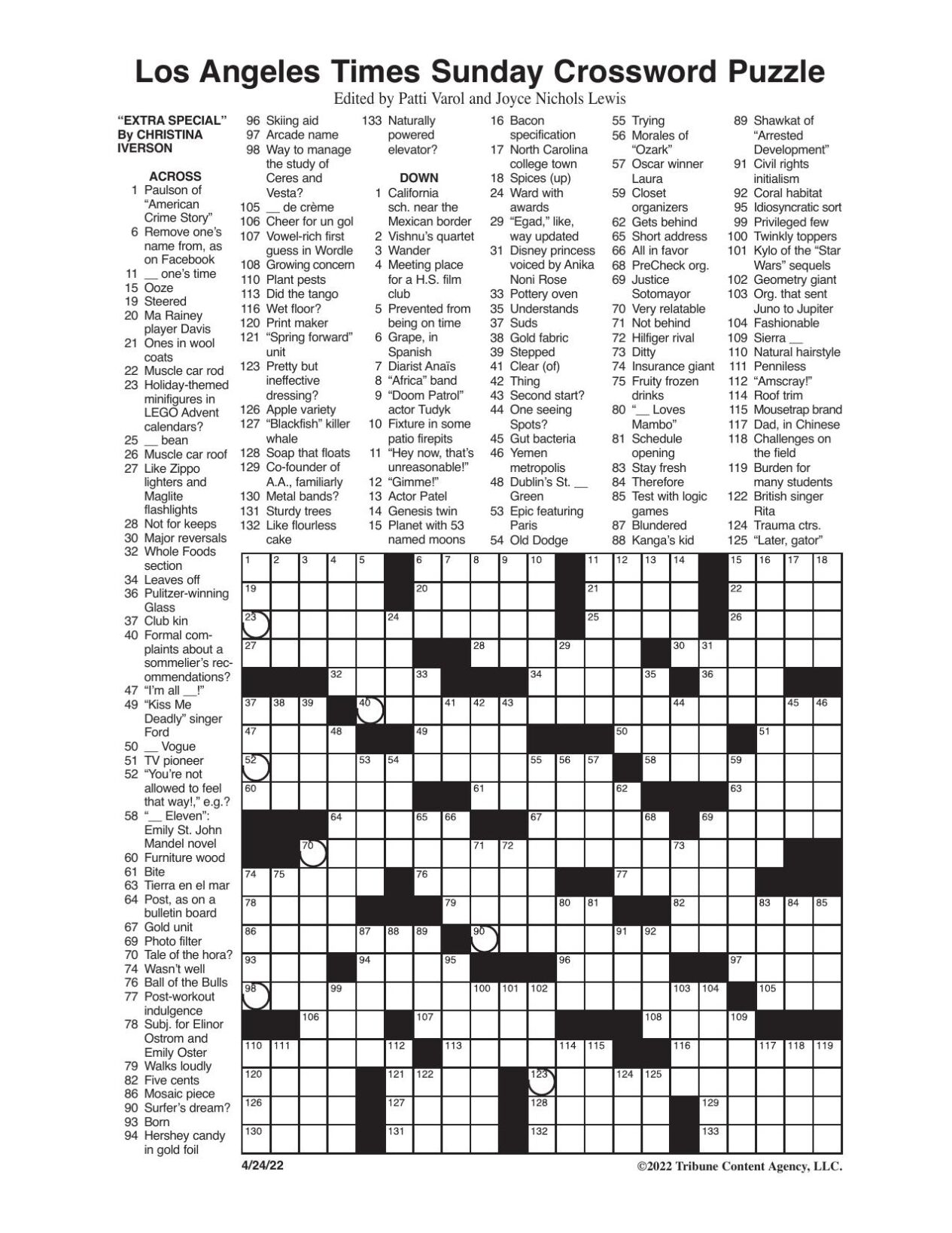 Sunday Crossword Puzzles Printable