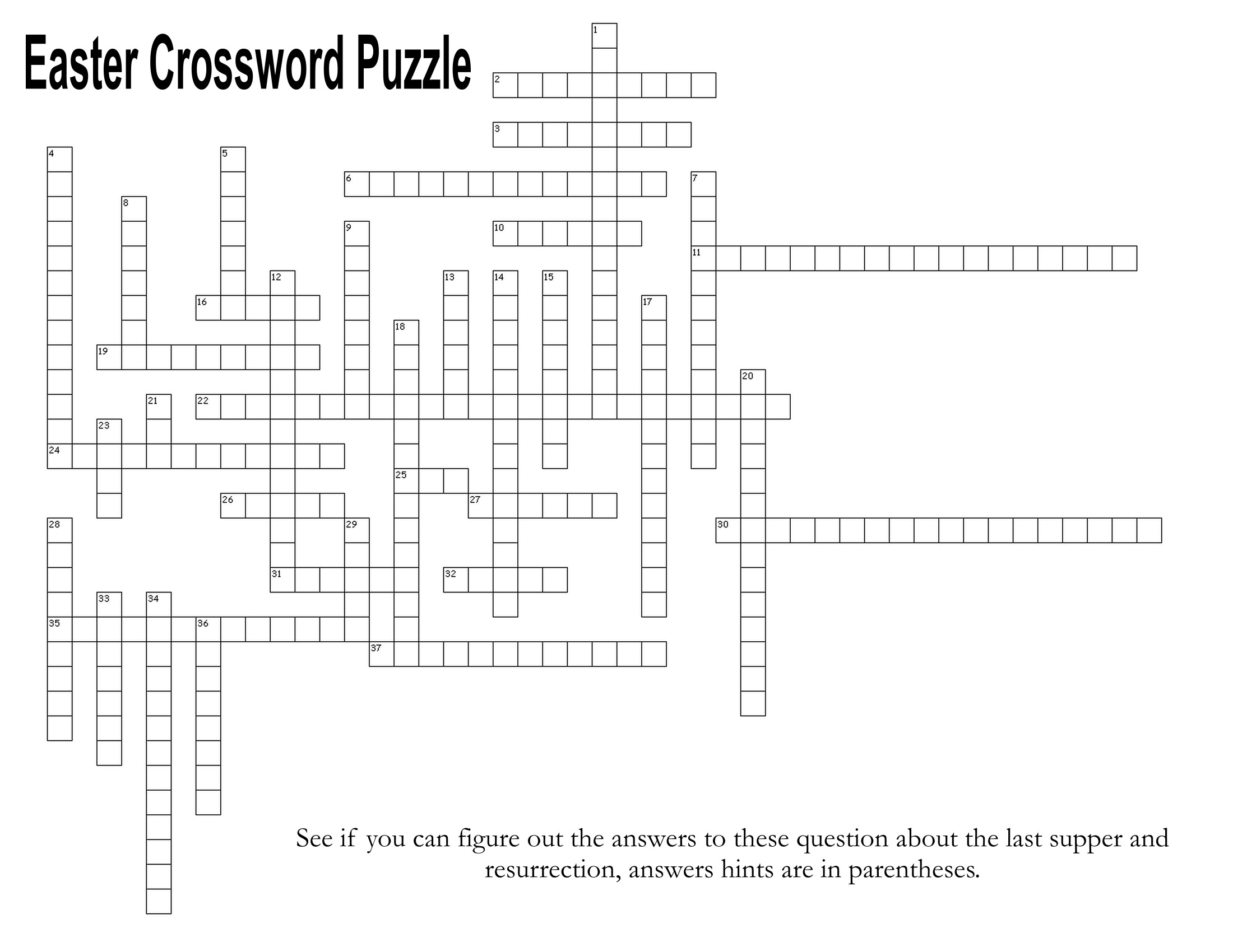 Free Religious Printable Easter Crossword