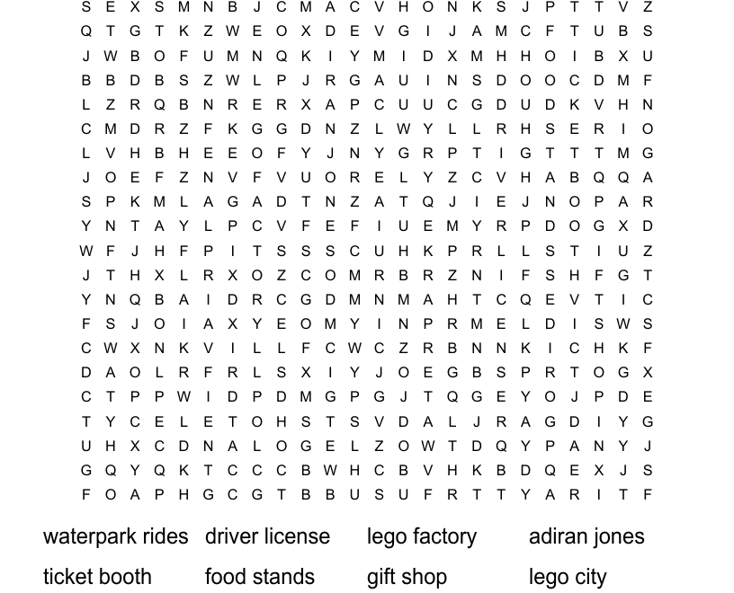 Legoland Word Search WordMint