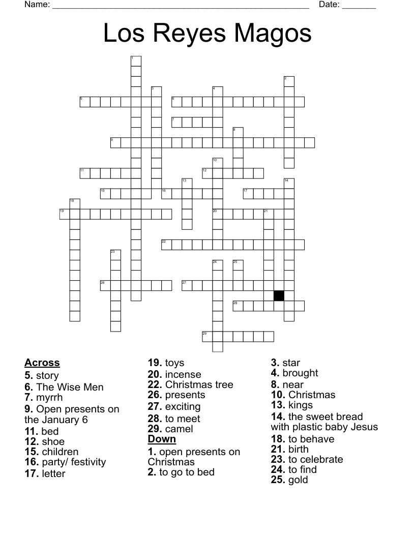 Los Reyes Magos Crossword WordMint Los Reyes Magos Crossword WordMint