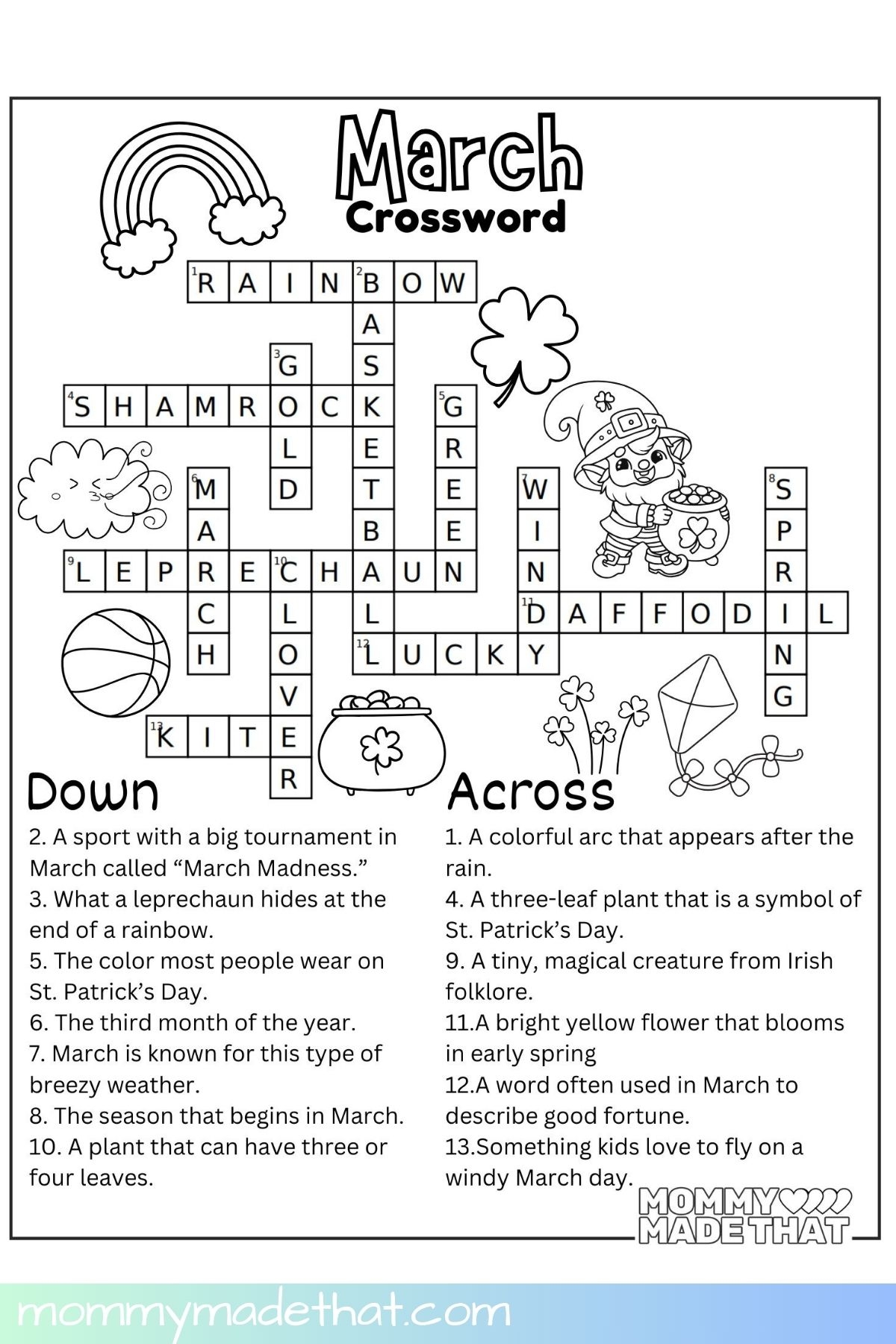 Free Printable Crossword Puzzles For Kids