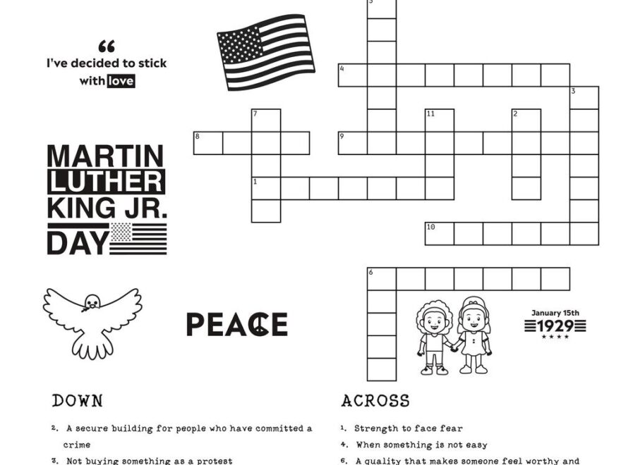 Martin Luther King Jr Day themed Crossword Puzzles Beeloo Printable Crafts And Activities For Kids