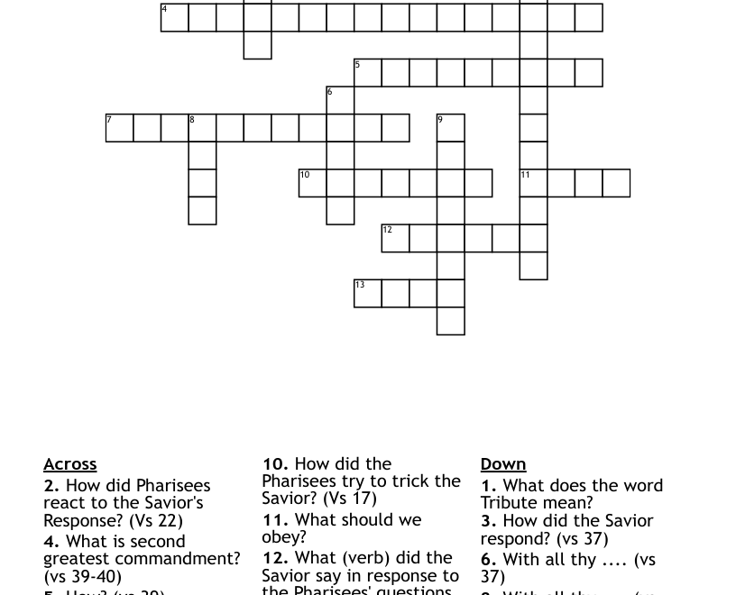 Matthew 22 Crossword WordMint