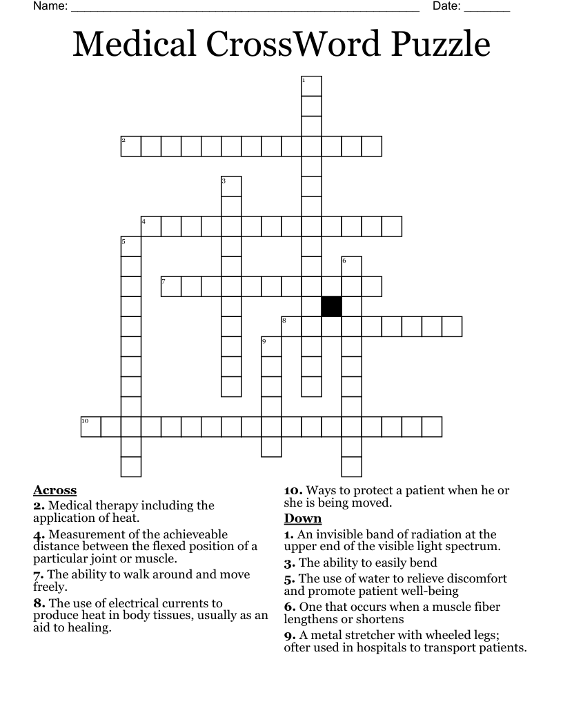 Medical CrossWord Puzzle WordMint Medical CrossWord Puzzle WordMint