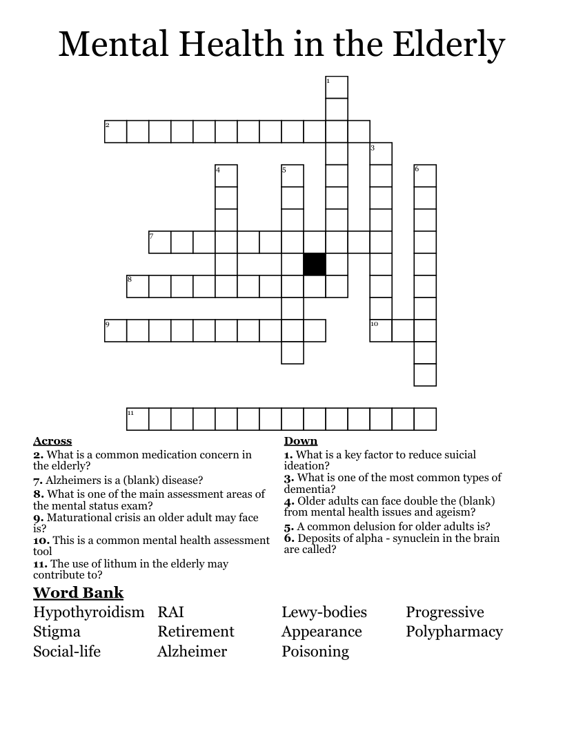 Printable Crossword Puzzles For Senior Citezens