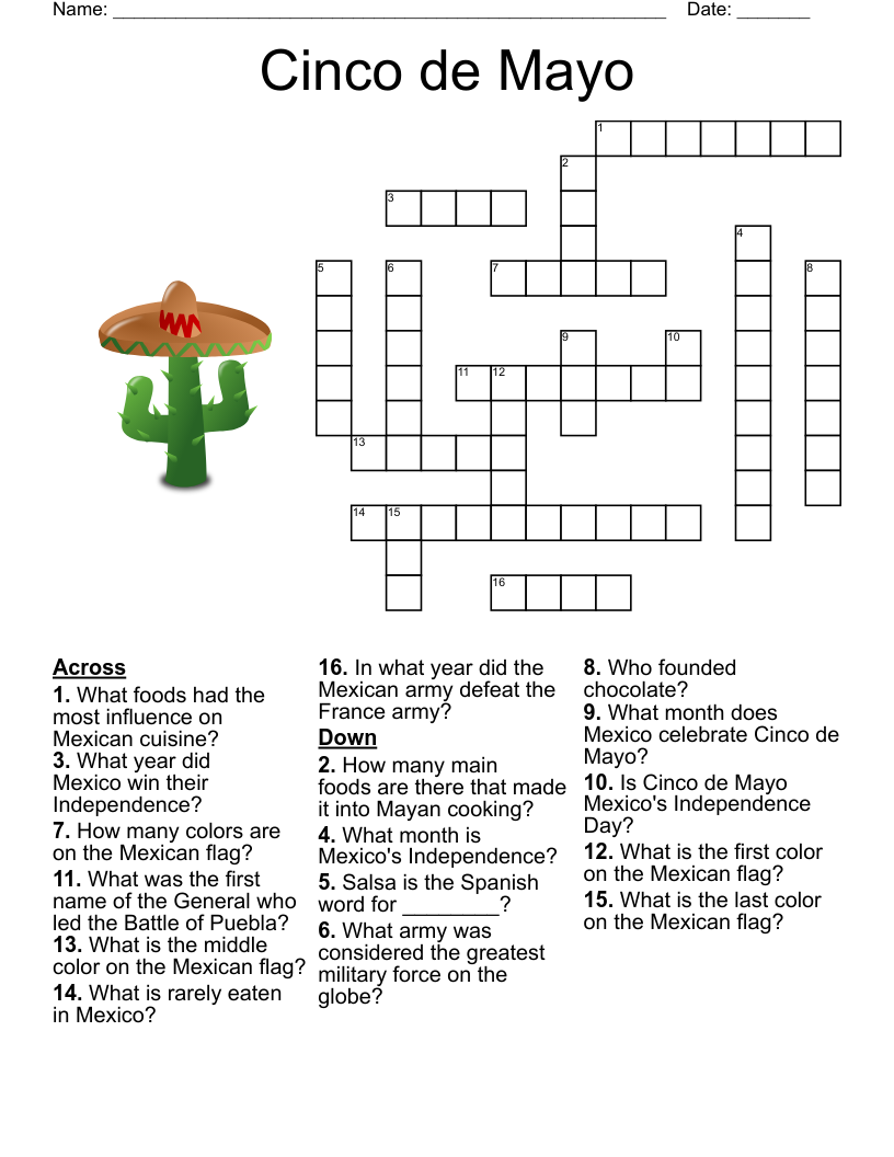 Mexico Crossword Puzzle WordMint