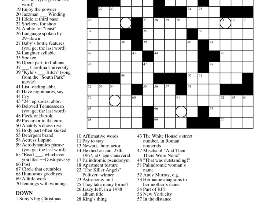 Mgwcc243 Matt Gaffney s Weekly Crossword Contest