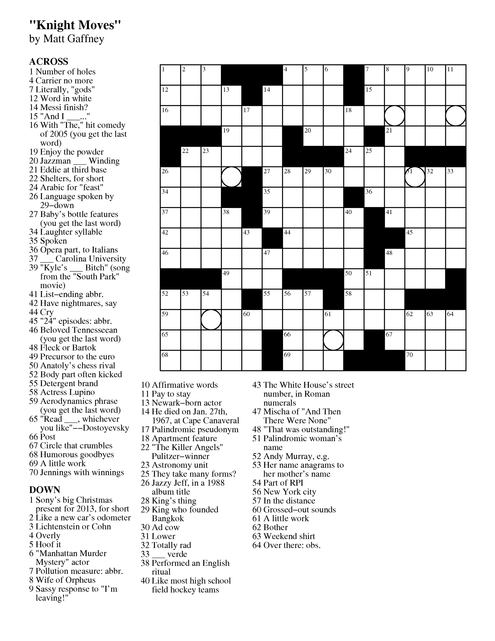 Mgwcc243 Matt Gaffney s Weekly Crossword Contest Mgwcc243 Matt Gaffney s Weekly Crossword Contest